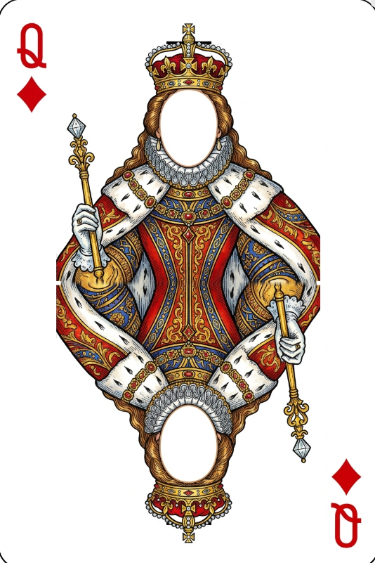 Custom Queen of Hearts court card featuring a real face
